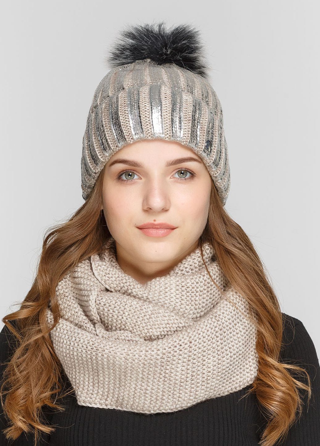 

Комплект (шапка, шарф-снуд) Fashion Star 56-60 см Бежевый 660520