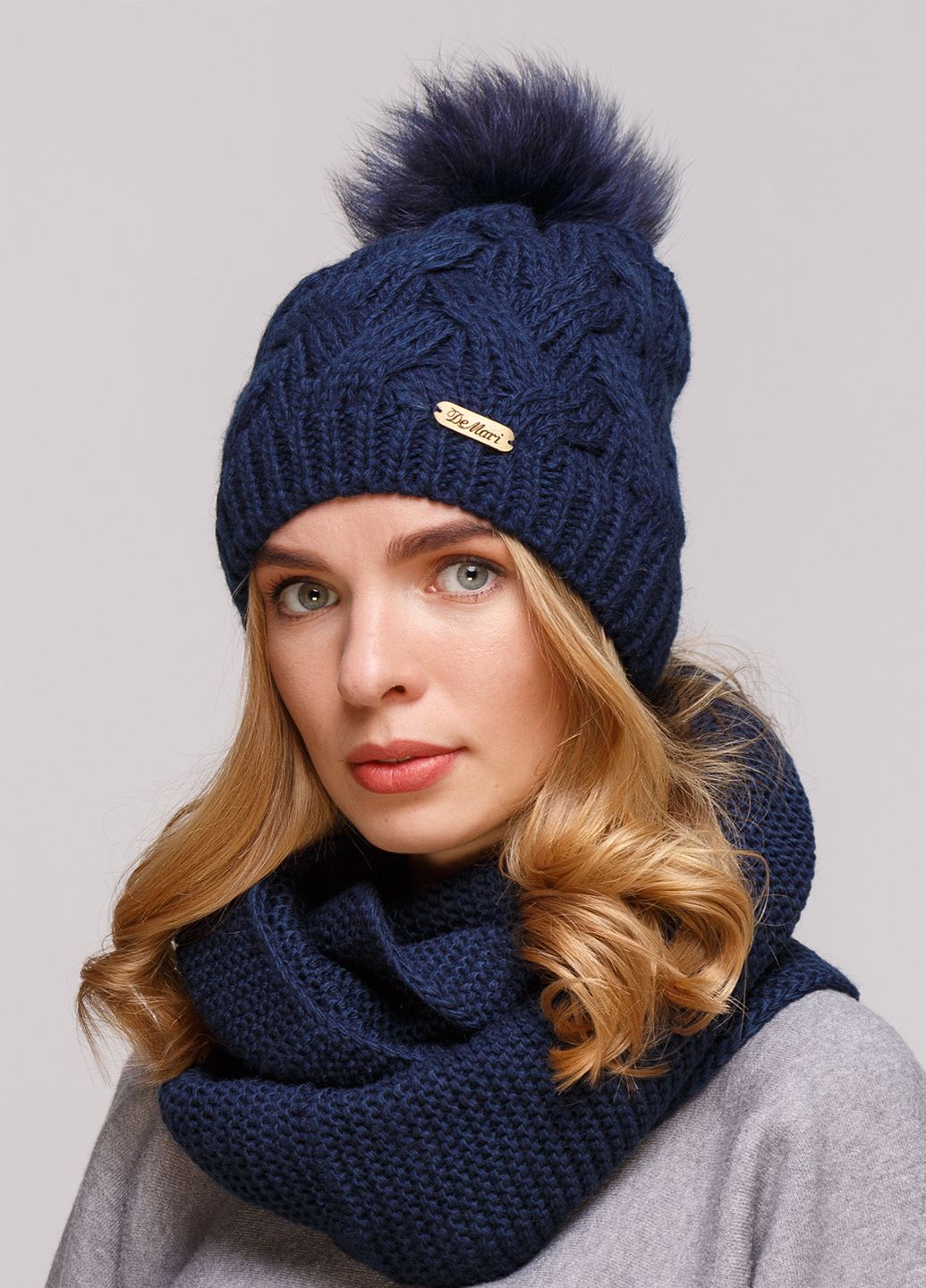 

Комплект (шапка, шарф-снуд) Fashion Star 56-60 см Синий 660902