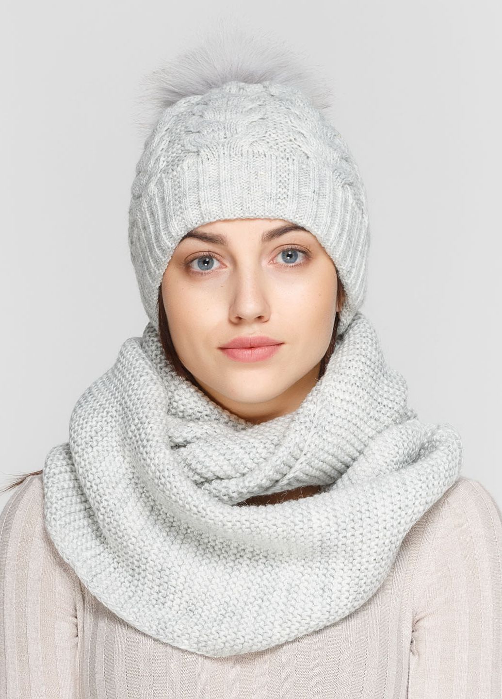 

Комплект (шапка, шарф-снуд) Fashion Star 56-60 см Дым 660585