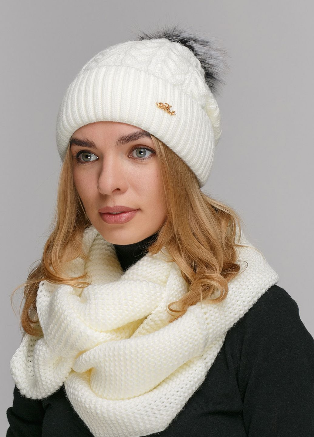 

Комплект (шапка, шарф-снуд) Fashion Star 56-60 см Молочный 660811