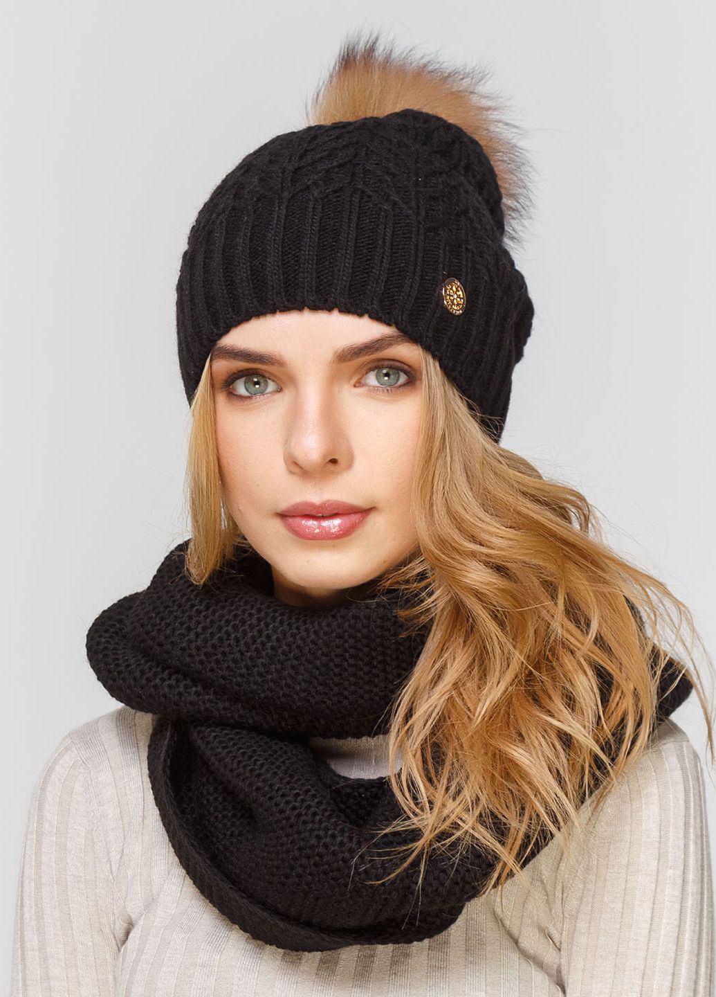 

Комплект (шапка, шарф-снуд) Fashion Star 56-60 см Черный 660693