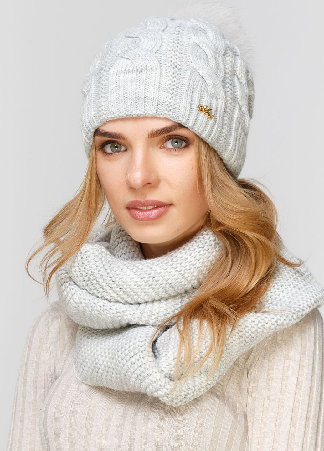 

Комплект (шапка, шарф-снуд) Fashion Star 56-60 см Дым 660658