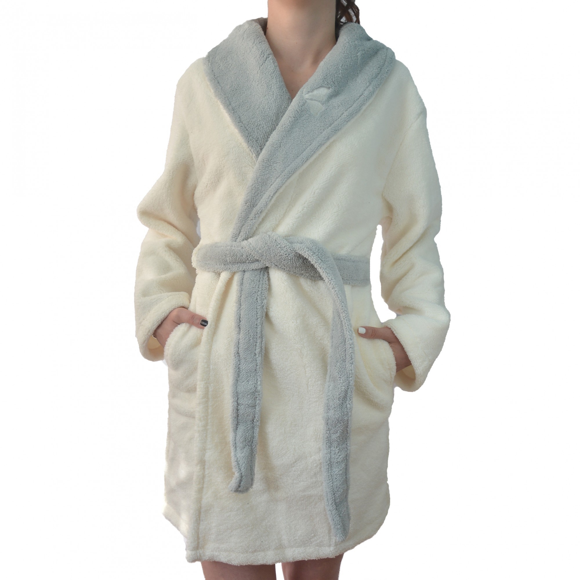 

Халат Sabia белый с серым L/XL
