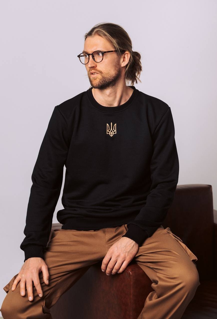 Світшот з вишитим тризубом Чорний розмір L от продавца: Styleom – в ...