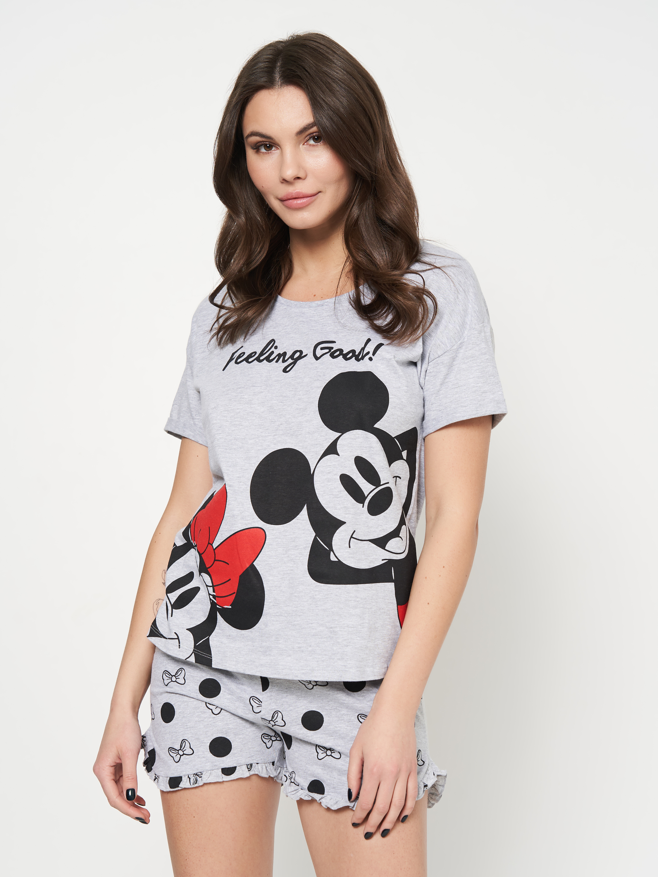 Акція на Піжама (футболка + шорти) жіноча великих розмірів бавовняна Disney Minnie WE3615 XL Світло-сіра від Rozetka
