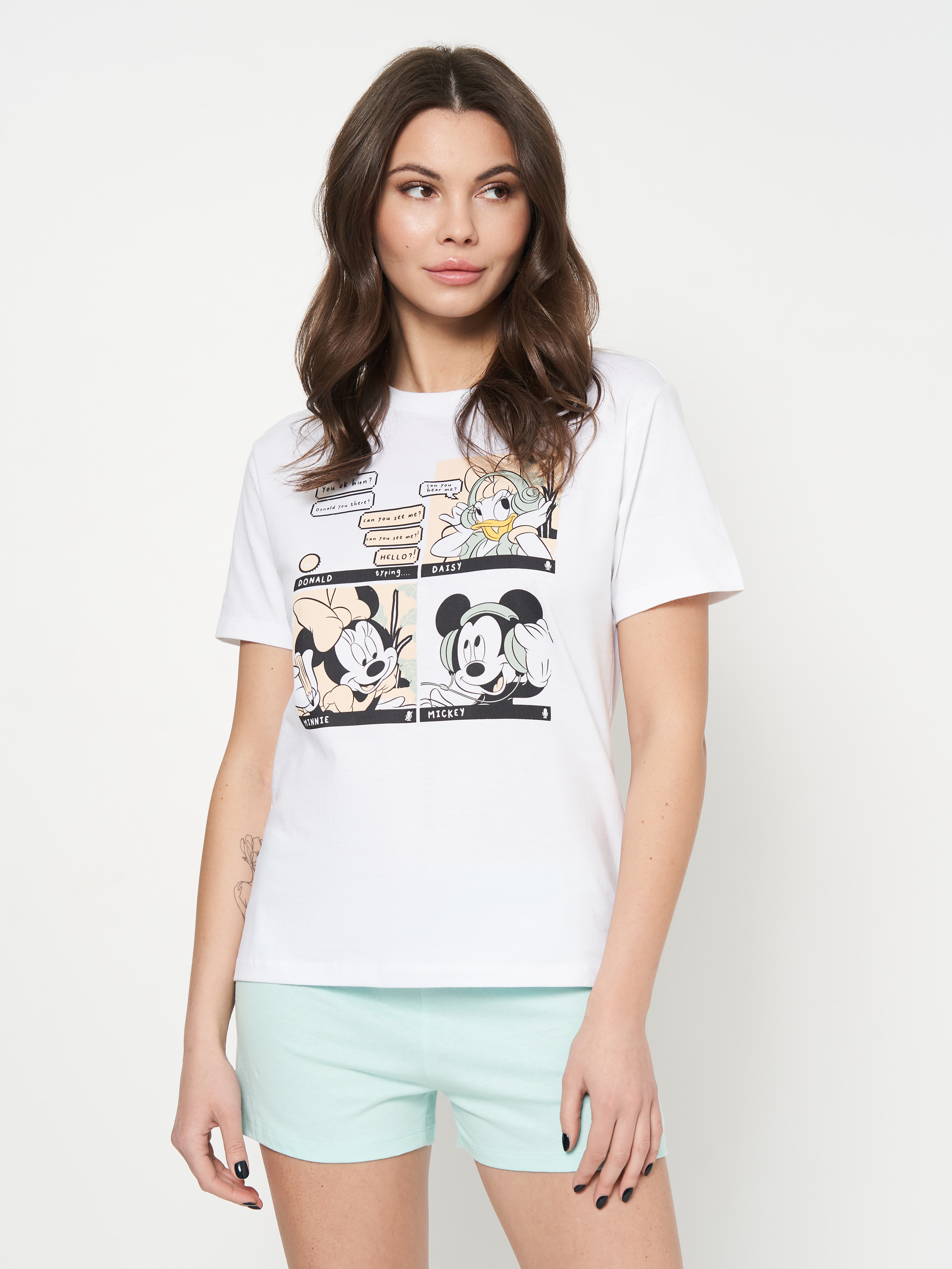 Акція на Піжама (футболка + шорти) жіноча бавовняна Disney Minnie WE3635 S Біла від Rozetka