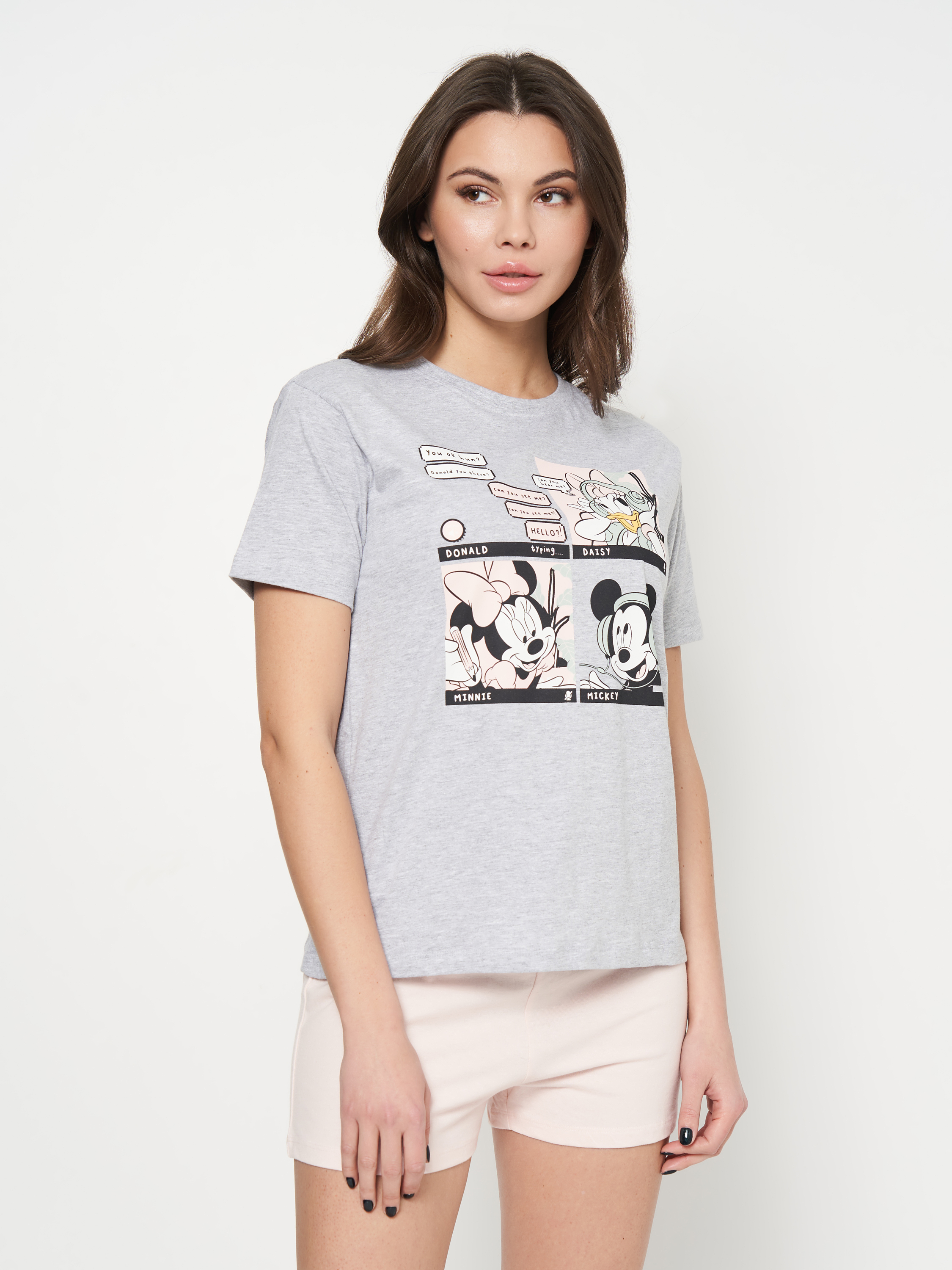 Акция на Піжама (футболка + шорти) жіноча бавовняна Disney Minnie WE3635 S Світло-сіра от Rozetka