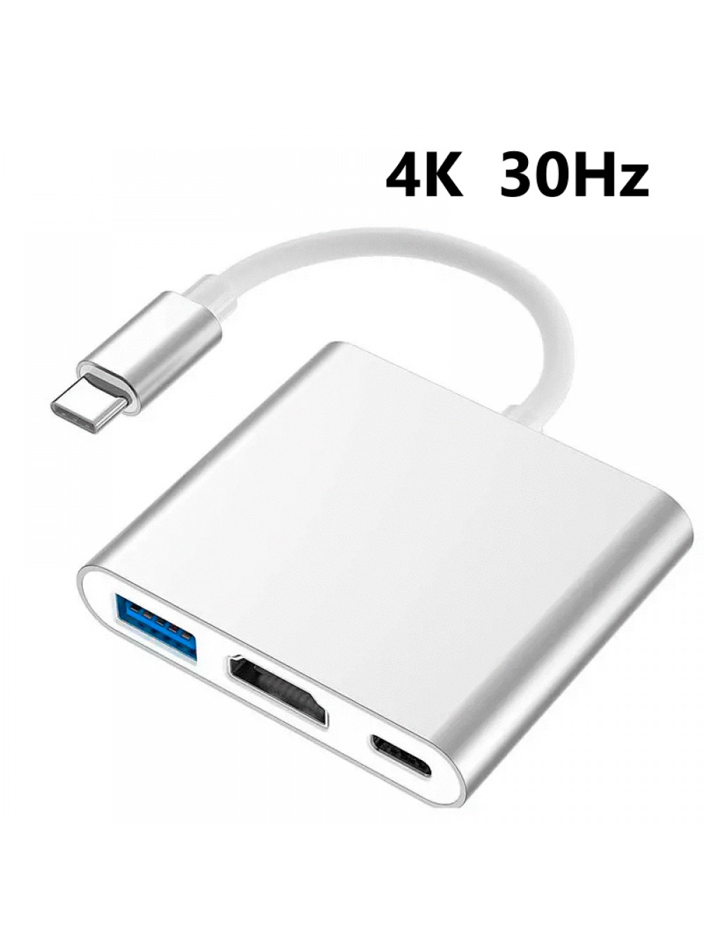 Адаптер - переходник OTG USB Type-C - USB, тканев. кабель, серебро-графит