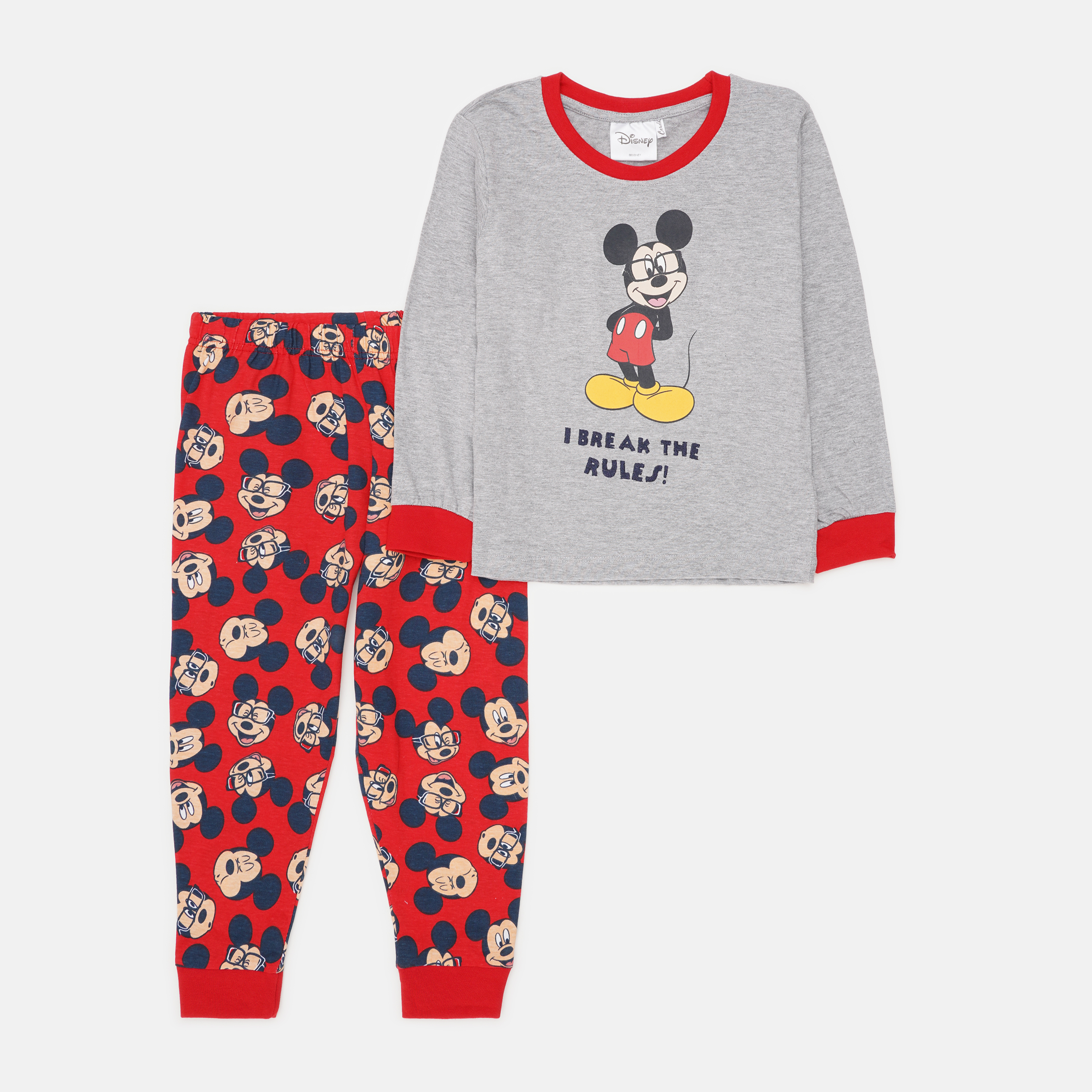 Акція на Піжама дитяча літня (футболка з довгими рукавами + штани) Disney 2200006208 104 см Сіра від Rozetka