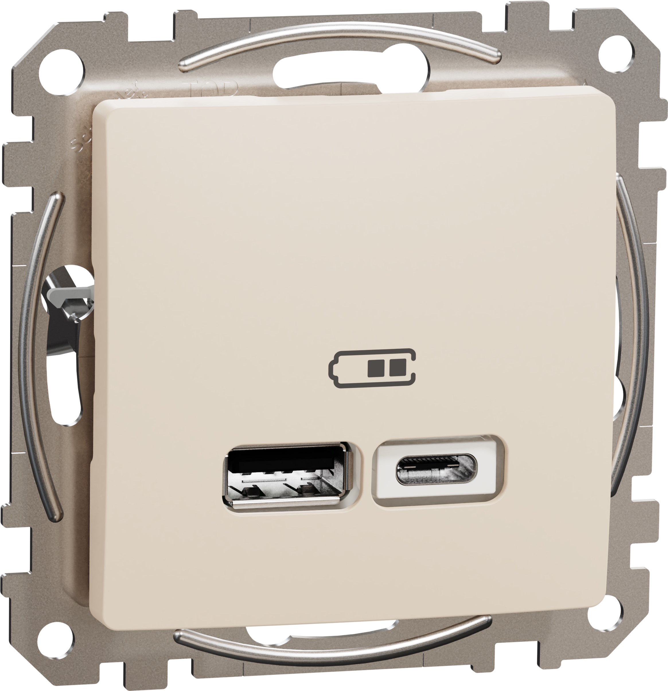 USB розетка Schneider Electric тип A+C 2.4A Sedna Design Бежевая ...