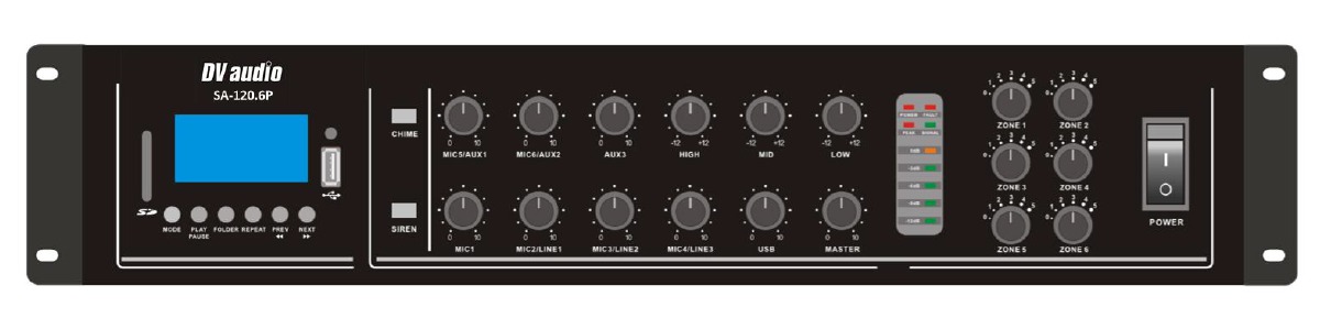 

Трансляционный микшер-усилитель с USB DV audio SA-120.6P