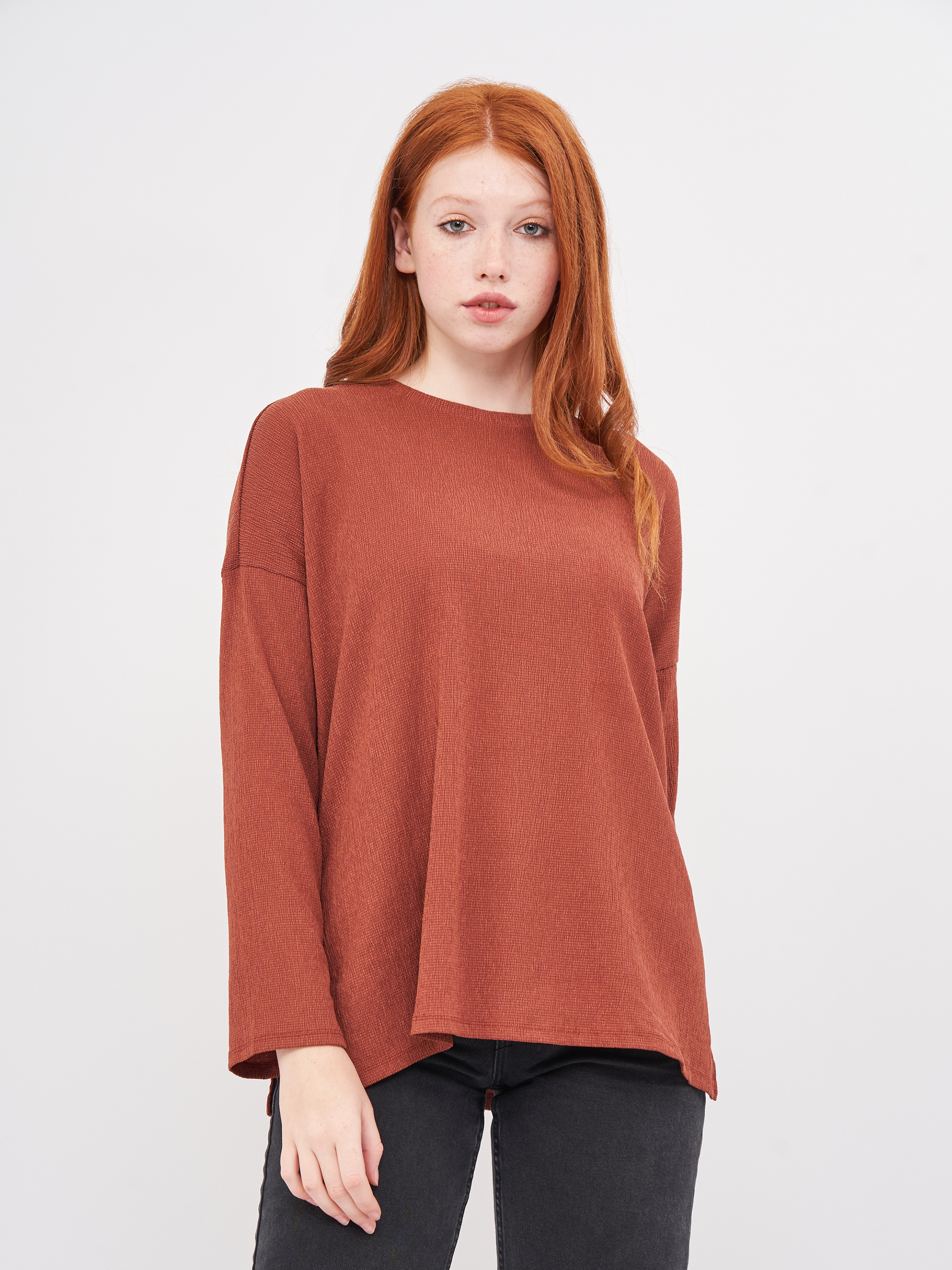 

Лонгслив Pull & Bear 9245/375/658 S Терракотовый