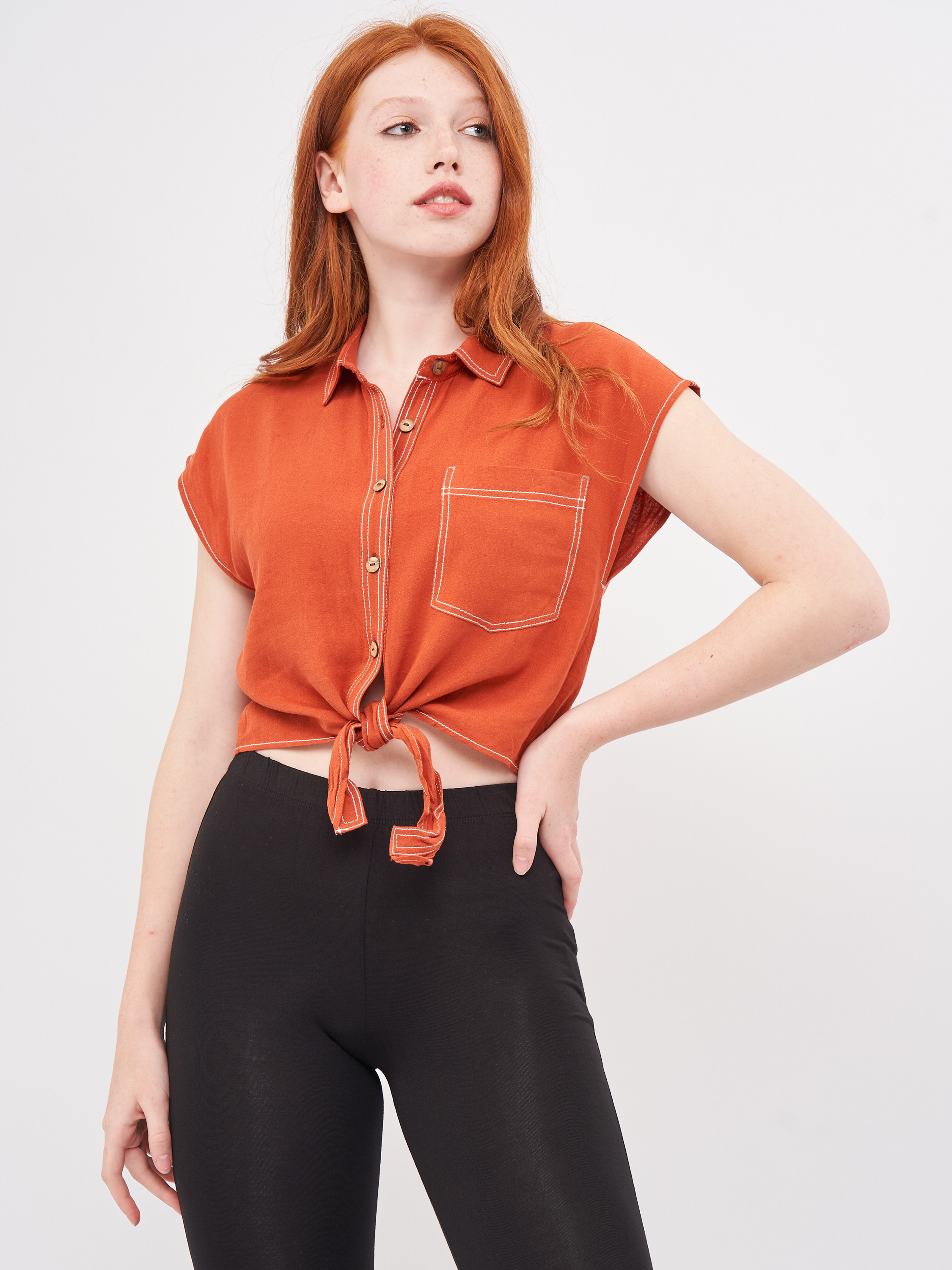 

Рубашка Pull & Bear 9471/392/635 S Терракотовая
