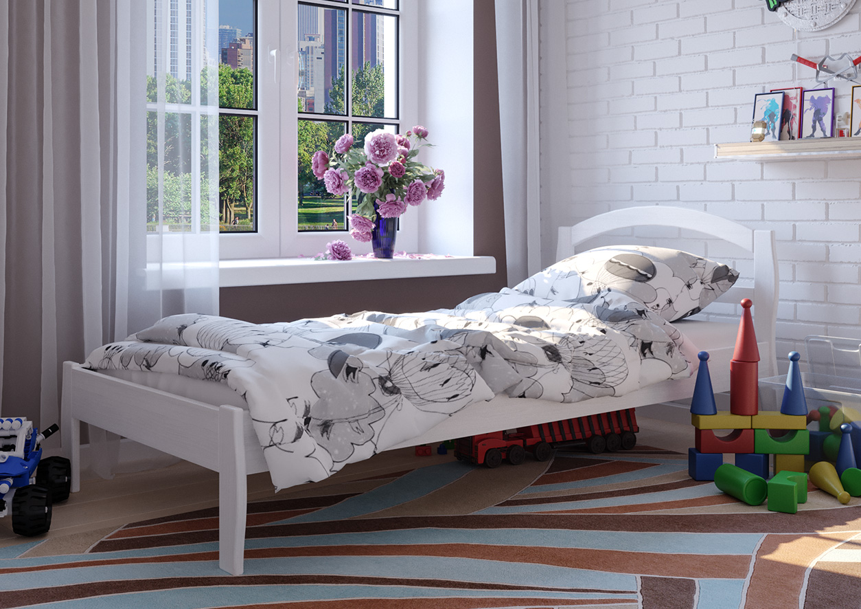 

Детская кровать деревянная из ольхи Юлия 80x200 ЧДК цвет Белый