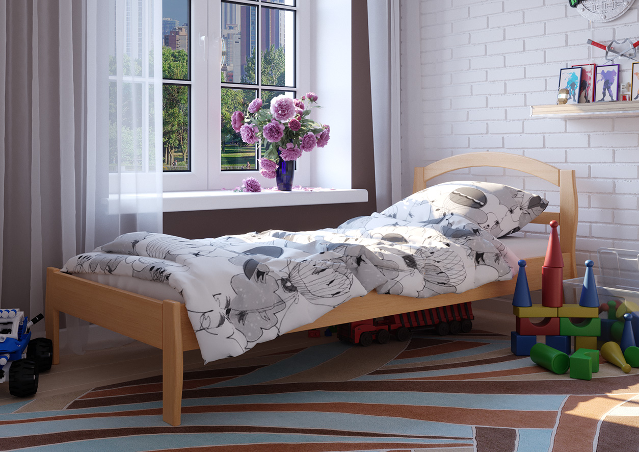 

Детская кровать деревянная из ольхи Юлия 80x200 ЧДК цвет из ольхи