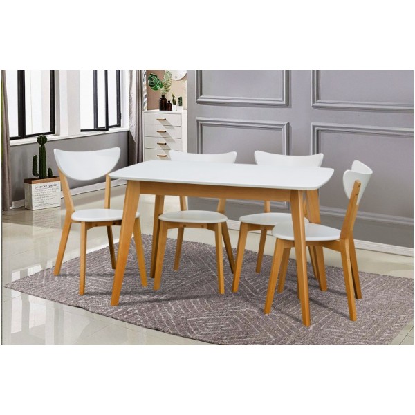 

Комплект стол обеденный 120х75 см и 4 стула дерево/МДФ Модерн Микс Мебель цвет Белый + Бук