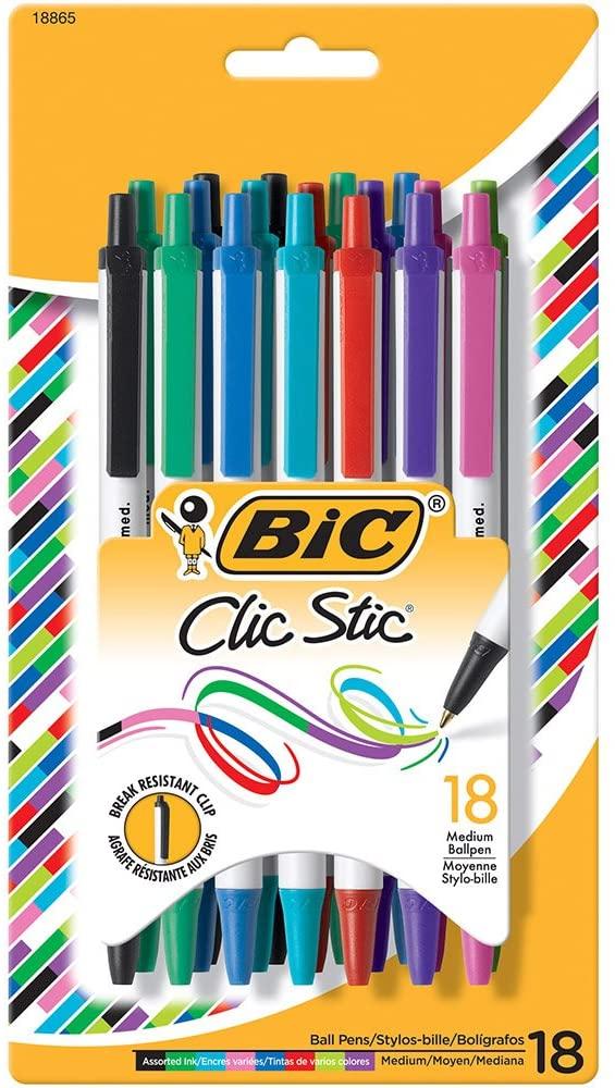 

Набір кулькових ручок 18 шт автоматичних BIC Clic Stic, Кольорові (CSMAP18) (B00J318RKC)