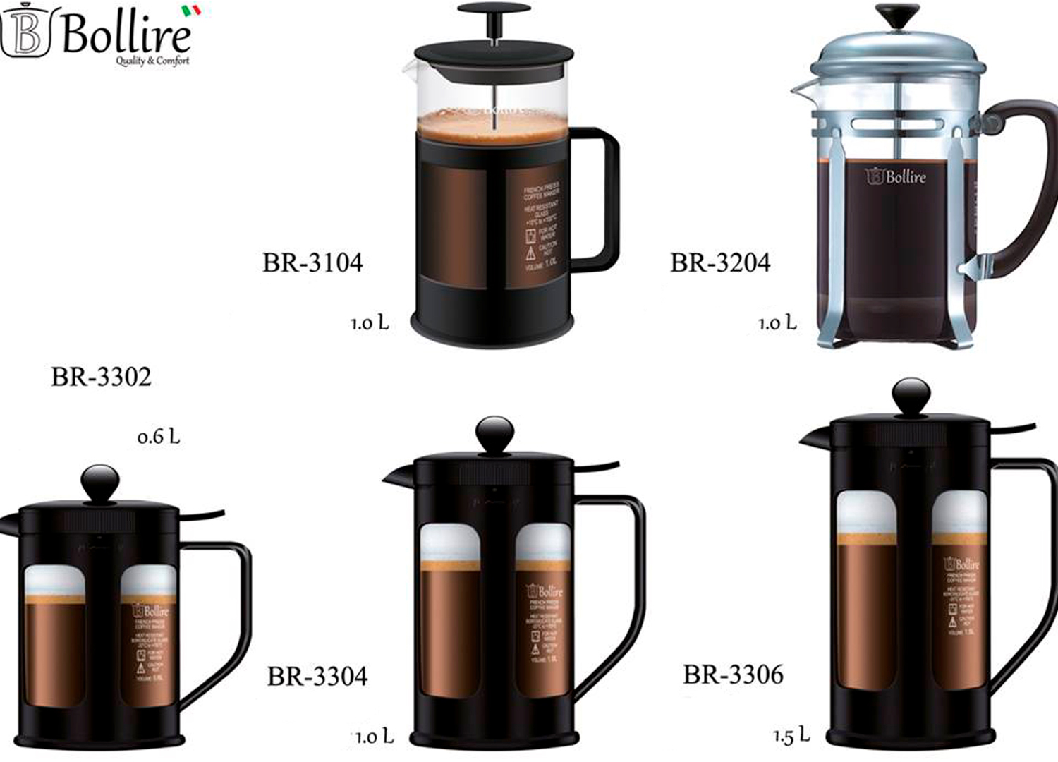 French-Press Coffee Maker 1.0 L - Bollire