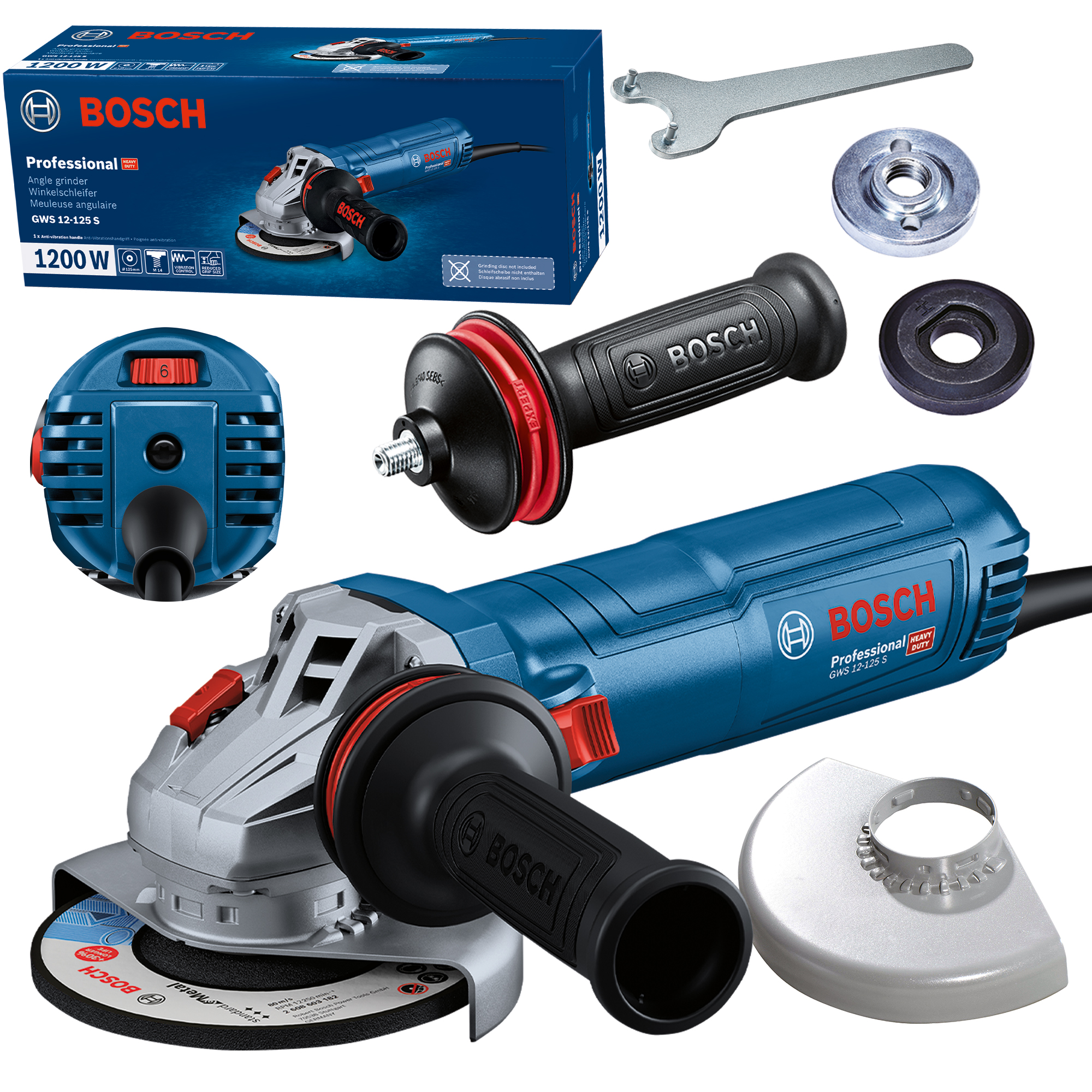 Угловая шлифовальная машина Bosch Professional GWS 12-125 S, 1200Вт ...