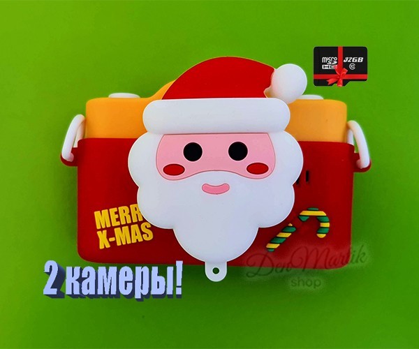 

Детский фотоаппарат Merry X-Mas с 2 камерами 40М с microSD 32GB Новогодняя серия Желтый Т032_Y-32