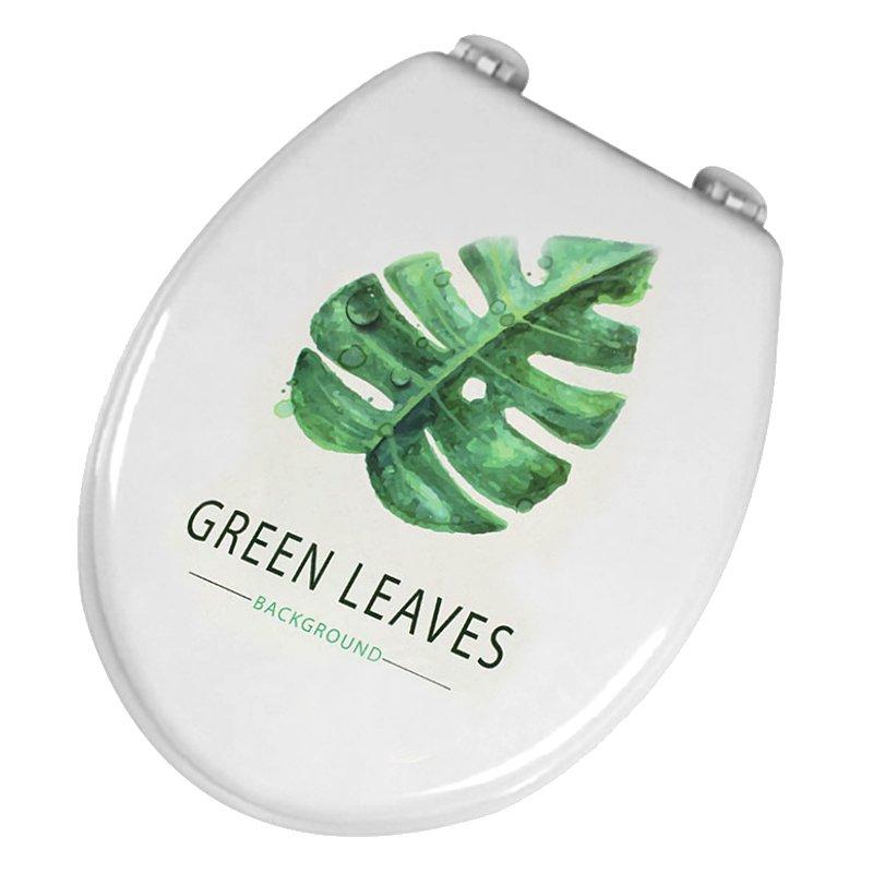 

Сиденье с крышкой для унитаза Bathlux Green Leaves 50510, круг с крышкой на унитаз, цветная сидушка на туалет (F_132609)