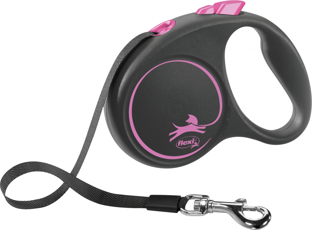 

Поводок рулетка Flexi "BLACK DESIGN" S 5м до 15кг черный с розовым (TX-12356)
