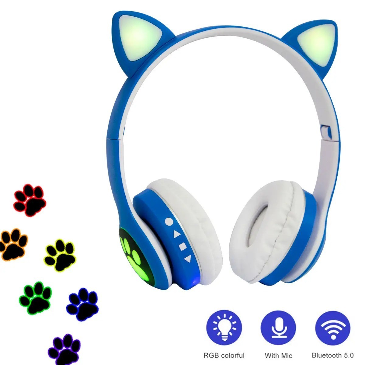 Безпровідні навушники дитячі Cat ear headphones VZV23M, Сині блютуз