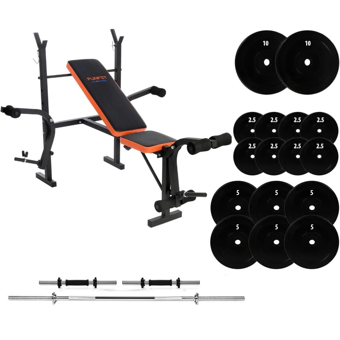 Лавка FUNFIT + штанга + гантели наборные 82 кг – фото, отзывы ...