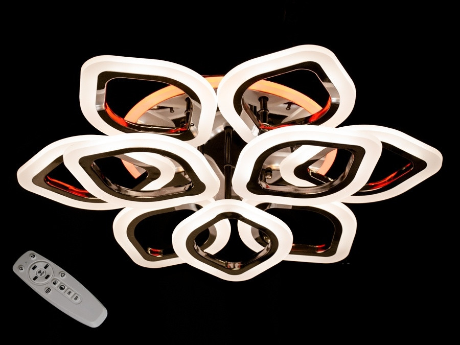 

Современная LED люстра с пультом 125W цвет черный хром