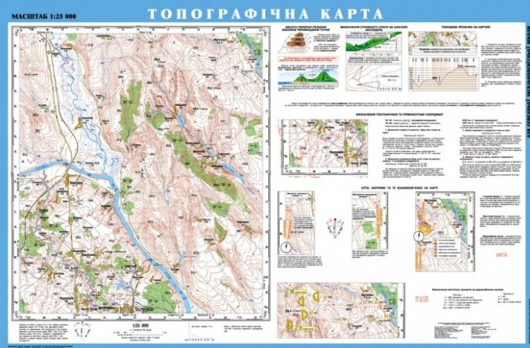 

Топографічна карта, м-б 1:25 000 (на планках) Навчальне Обладнання