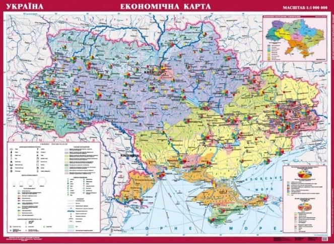 

Україна. Економічна карта, м-б 1:1 000 000 (на планках) Навчальне Обладнання