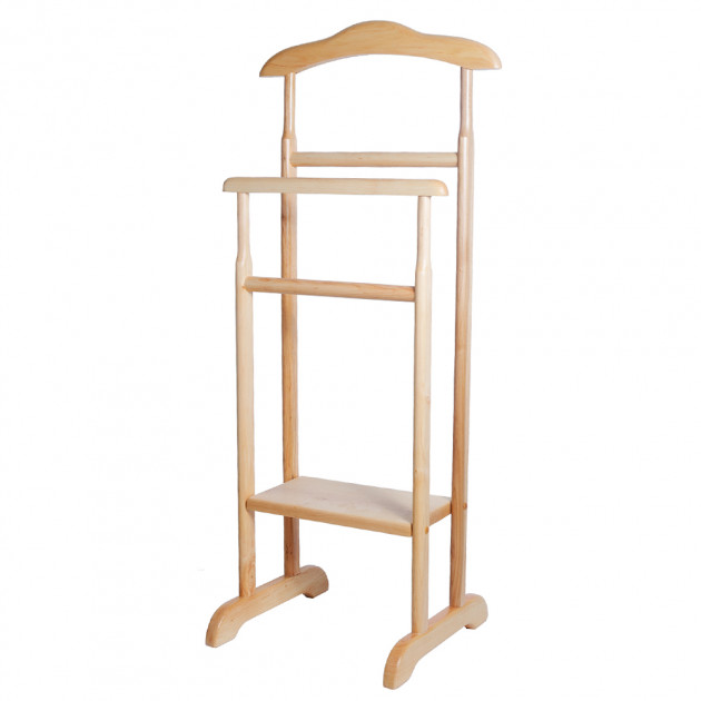 

Вешалка напольная деревянная двойная с полкой Woody цвет ольха + прозрачный лак