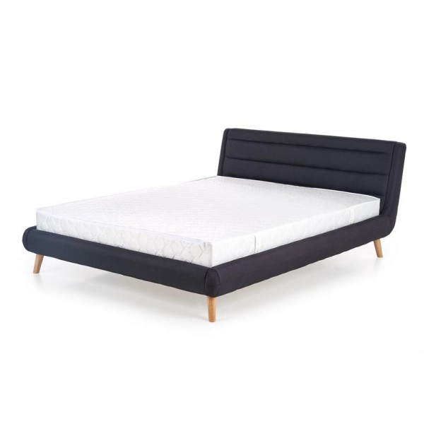 

Кровать двуспальная деревянная с мягким изголовьем Elanda 160x200 ткань темно-серая Halmar Польша (с каркасом, без матраса)
