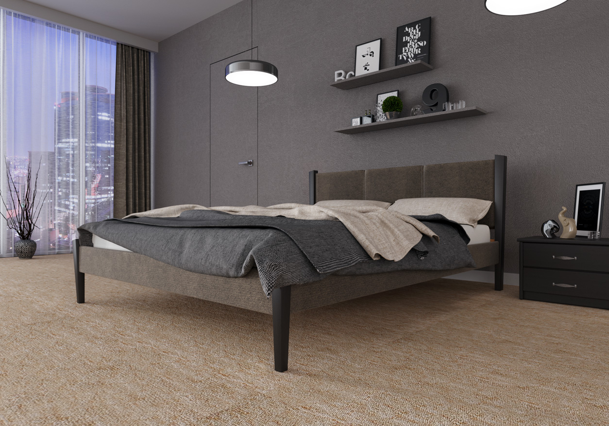 

Кровать двуспальная из натурального дерева и ДСП Сеул ЧДК в спальню 160x200 Серый/Венге