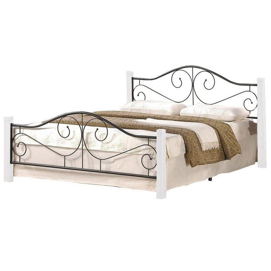 

Кровать двуспальная 160x200 Violetta 160 дерево белый/металл черный Halmar Польша (без матраса)