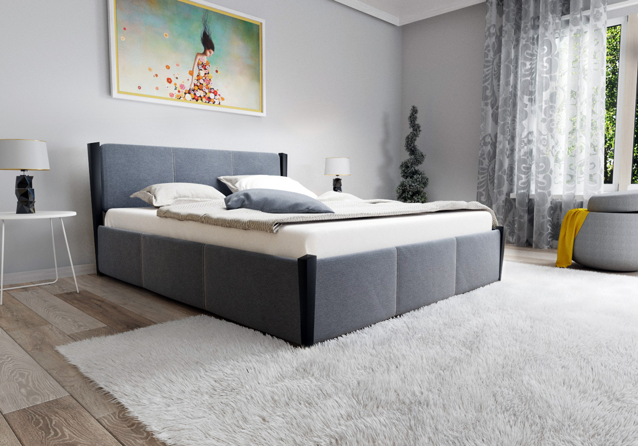 

Кровать двуспальная с подъемным механизмом из натурального дерева и ДСП Сеул ЧДК в спальню 160x200 Серый/Венге