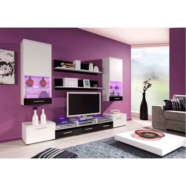 

Гостиная стенка комплект из ламинированной ДСП и стекла Cama II Черный/Белый Сama Польша без подсветки