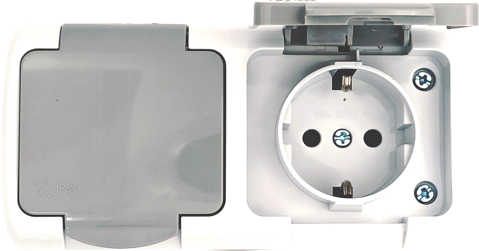 Розетка двойная Erste electric Outdoor IP 54 с заземлением и крышкой ...