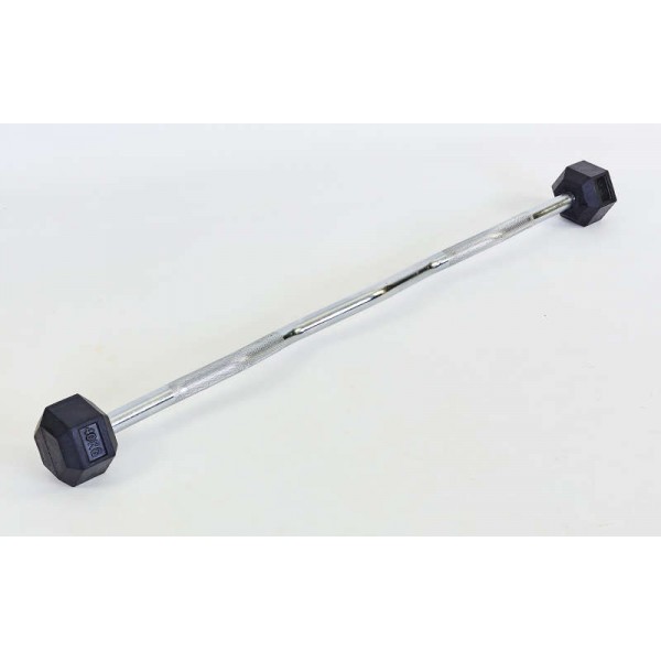 

Штанга фиксированная изогнутая обрезиненная Rubber Hexagon Barbell 40 кг.