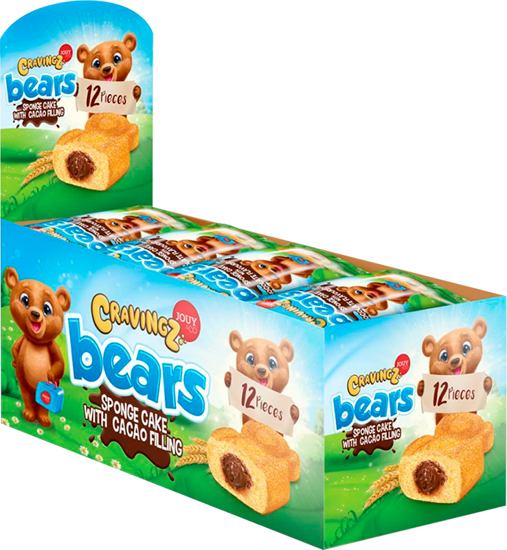 Упаковка бисквитов JOUY & CO Cravingz Bears Chocolate Filling Барни с ...