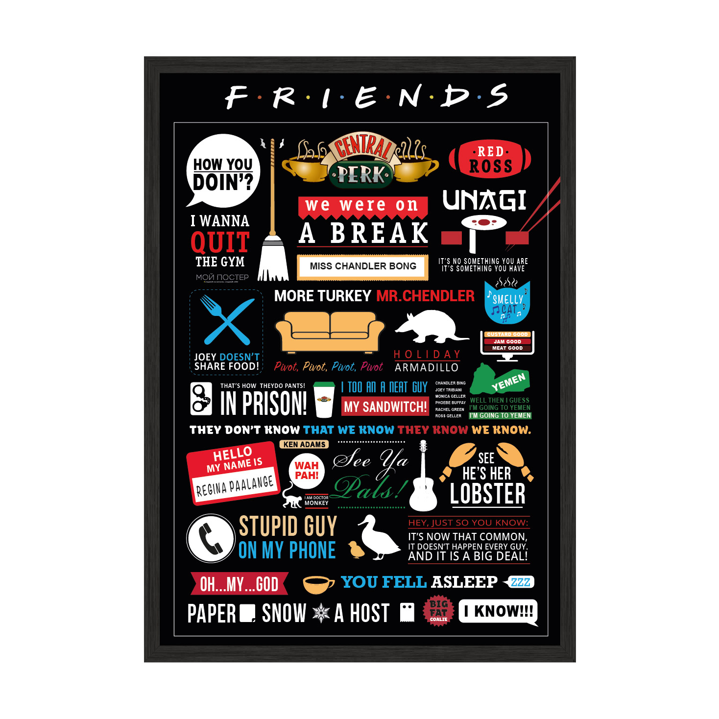 

Постер "FRIENDS" с антибликовым стеклом 596x840 мм в чёрной рамке