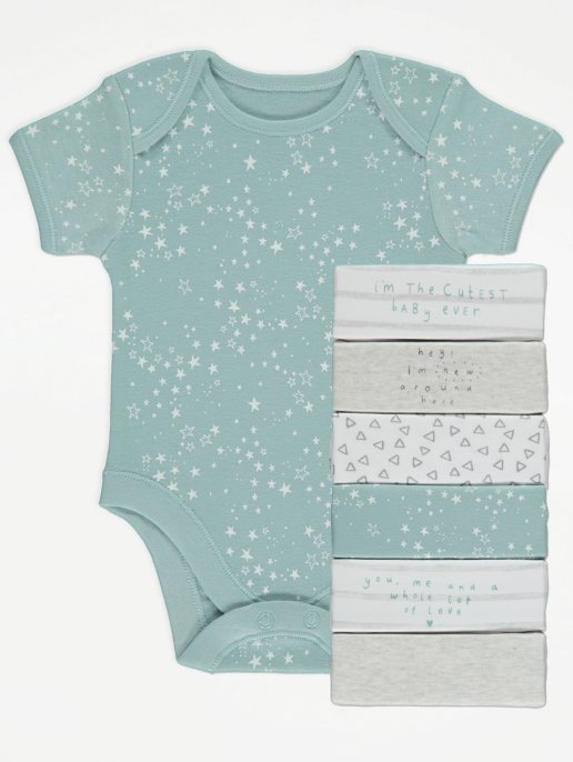 

Набор George из семи бодиков Grey Slogan Detail Bodysuits 7 Pack 68-74 см (размер 6-9М)