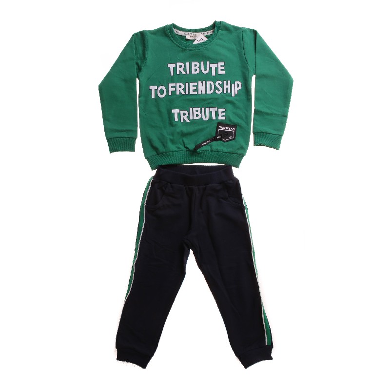 

Футболка с длинным рукавом + Брюки для мальчика BREEZE 14775 104 см зеленый/т-синий (411412)