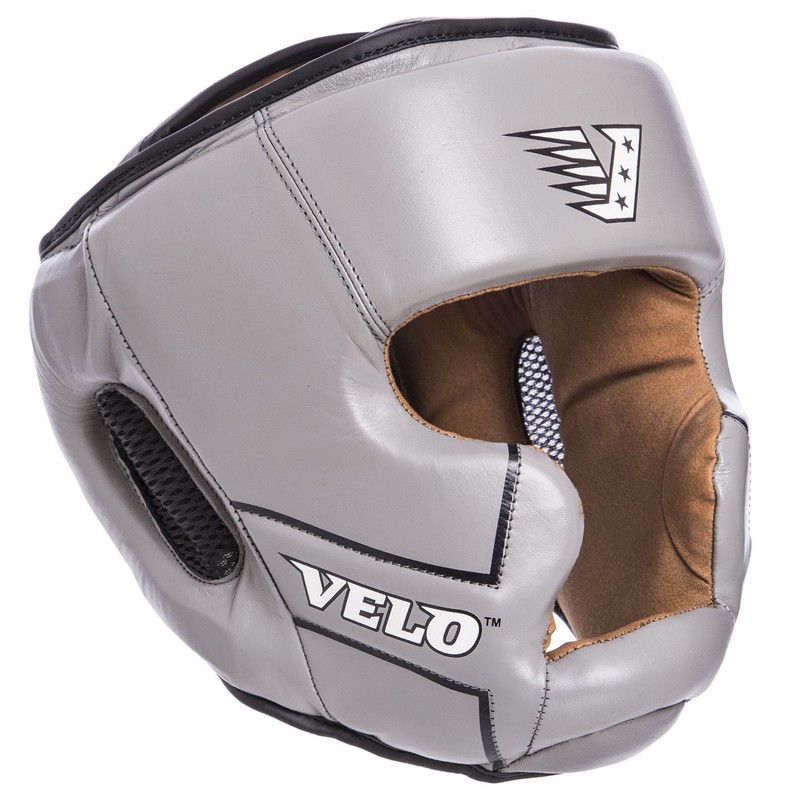 

Шлем боксерский с полной защитой кожаный VELO, Цвет Черный, Размер L