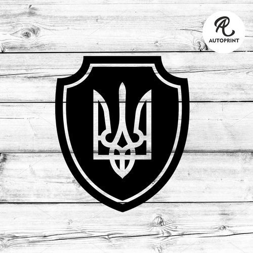 Наклейка на авто Oracal Тризуб Герб України на щиті Чорна 30х25см ...