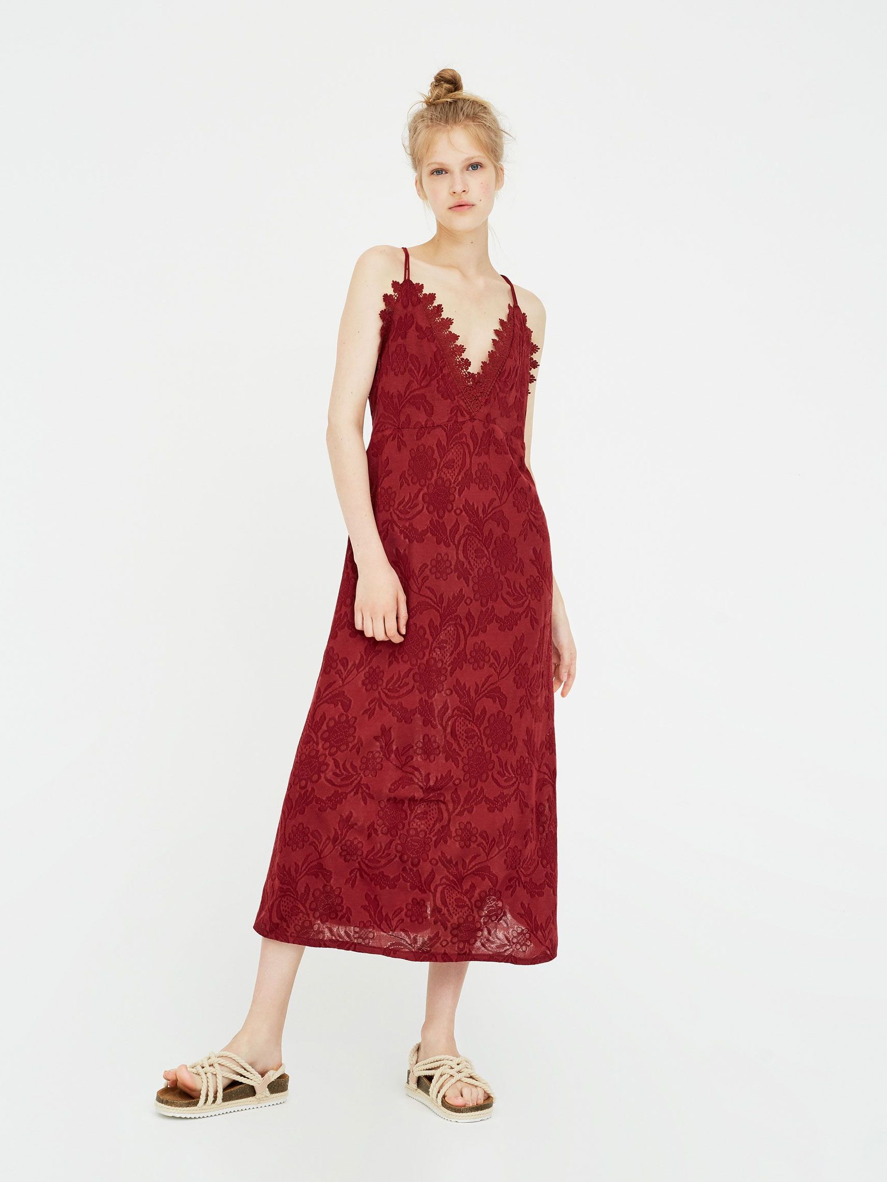 

Платье Pull & Bear 09396363605 XL Бордовое