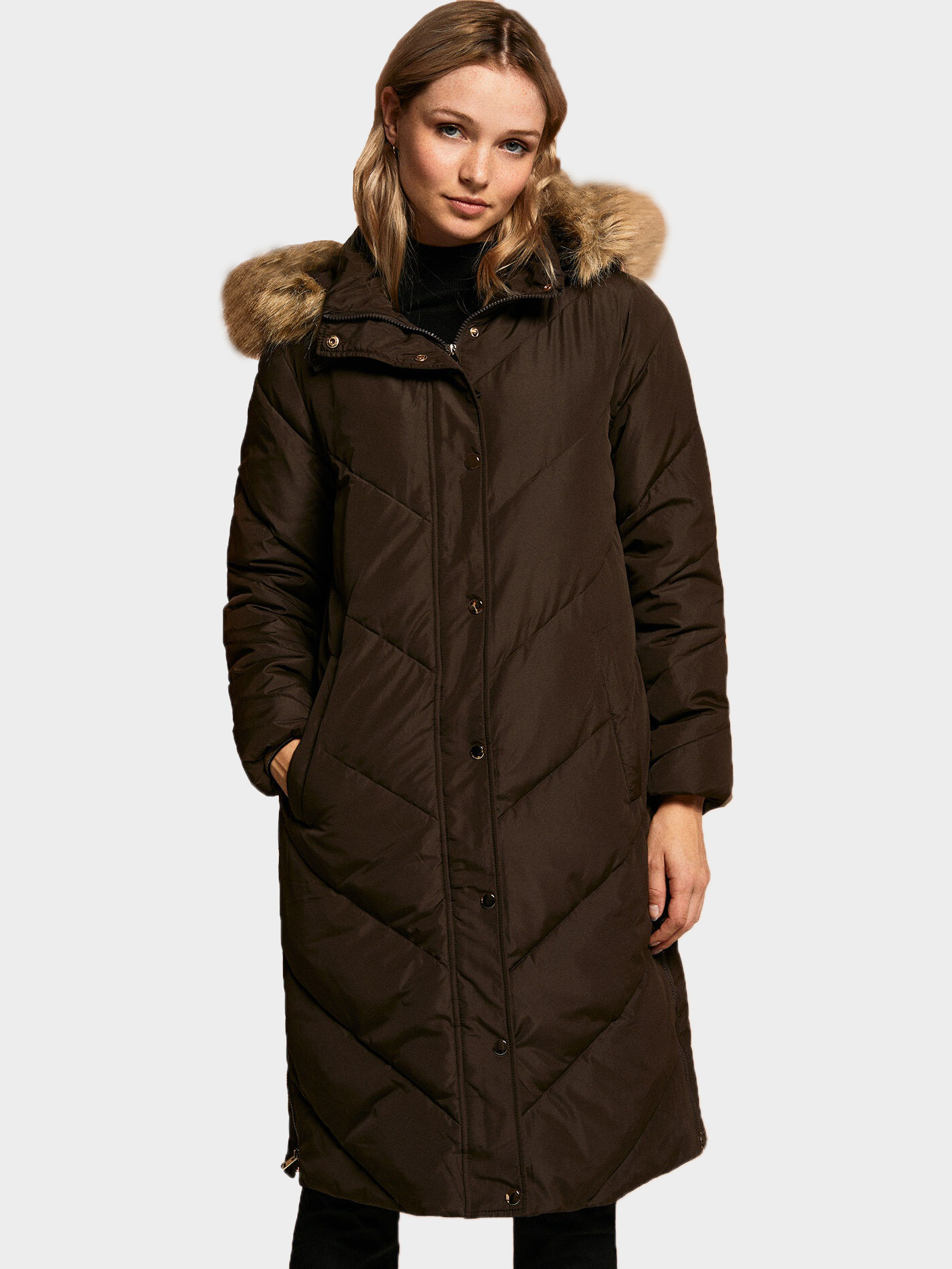 Акція на Куртка зимова довга жіноча Springfield 8274182-32 M Коричнева від Rozetka
