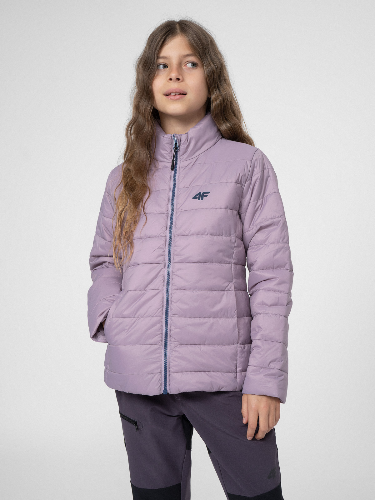 Акція на Дитяча демісезонна куртка для дівчинки 4F 4FJSS23TDJAF073-52S 128 см Фіолетова від Rozetka
