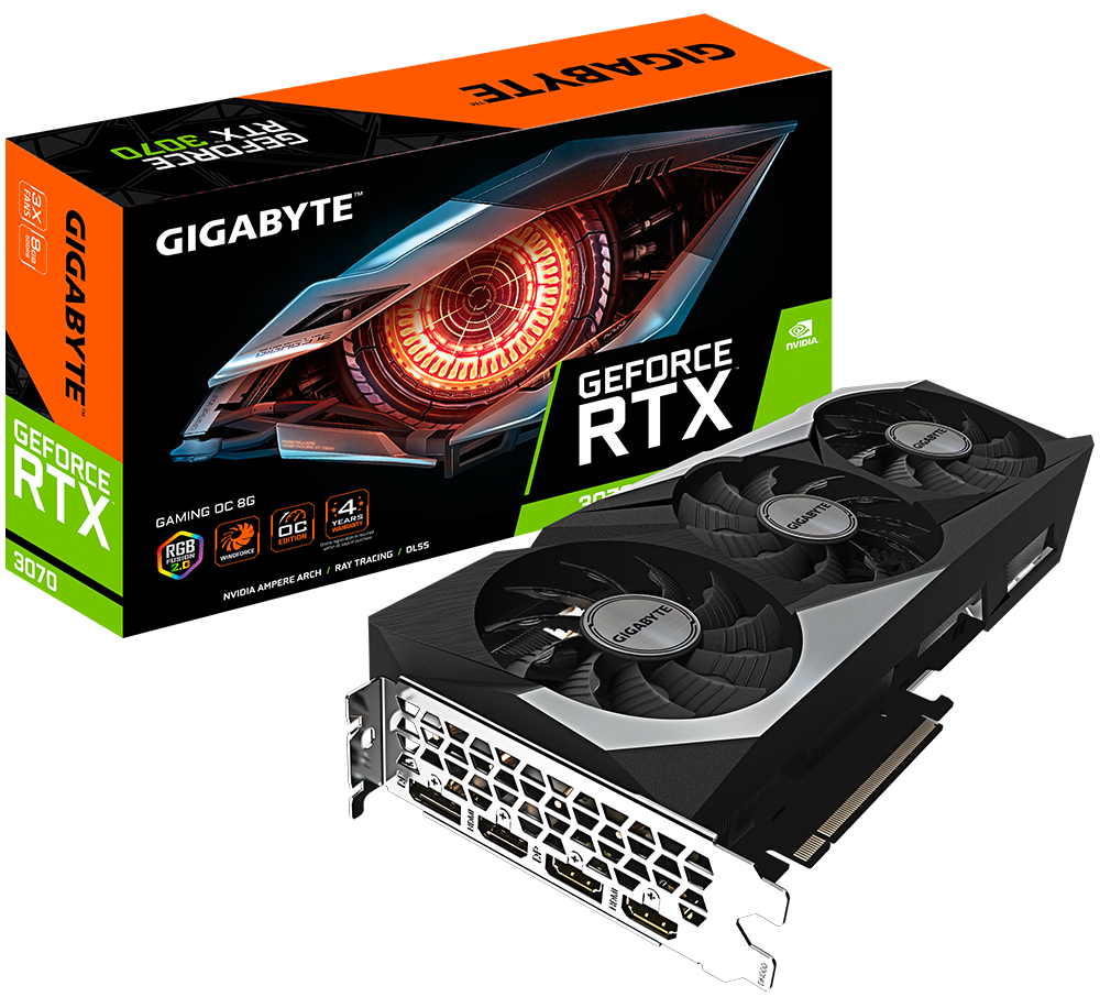 Видеокарта Gigabyte PCI-Ex GeForce RTX 3070 Gaming OC 8GB GDDR6  (1815/14000) (256bit) (2 х HDMI, 2 x DisplayPort) (GV-N3070GAMING OC-8GD) –  отзывы покупателей | ROZETKA