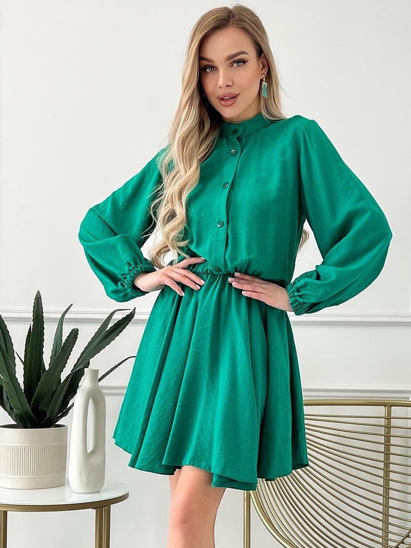 Акція на Плаття-сорочка коротке літнє жіноче ISSA PLUS 13816 XL Зелене від Rozetka